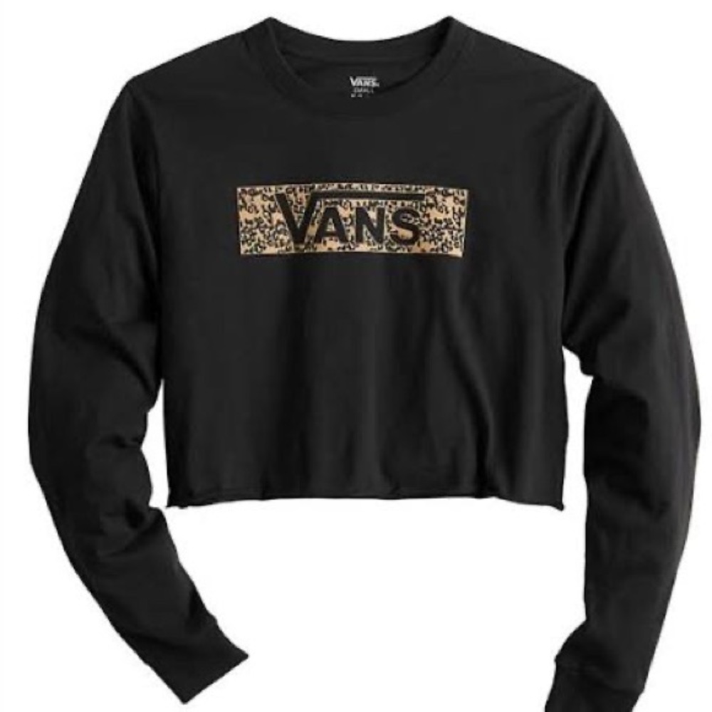 Vans Cheetah Ditsy Long Sleeve Cropped Tee Size M